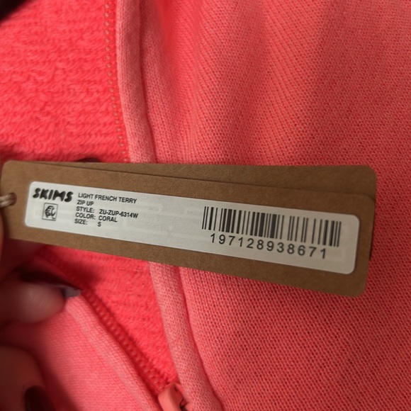 NWT Skims French Terry Zip Up Hoodie - Coral - S - Picture 4 of 6